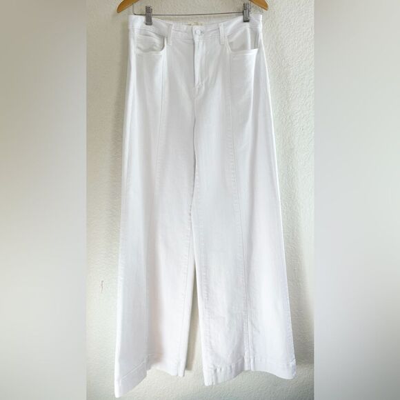 L’Agence Cotton White High Rise Wide Leg Stretch Slim Sandy Jeans White 30 NWT - Picture 4 of 8